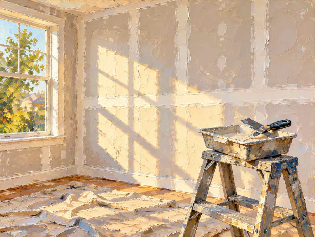 Illustration of drywall work