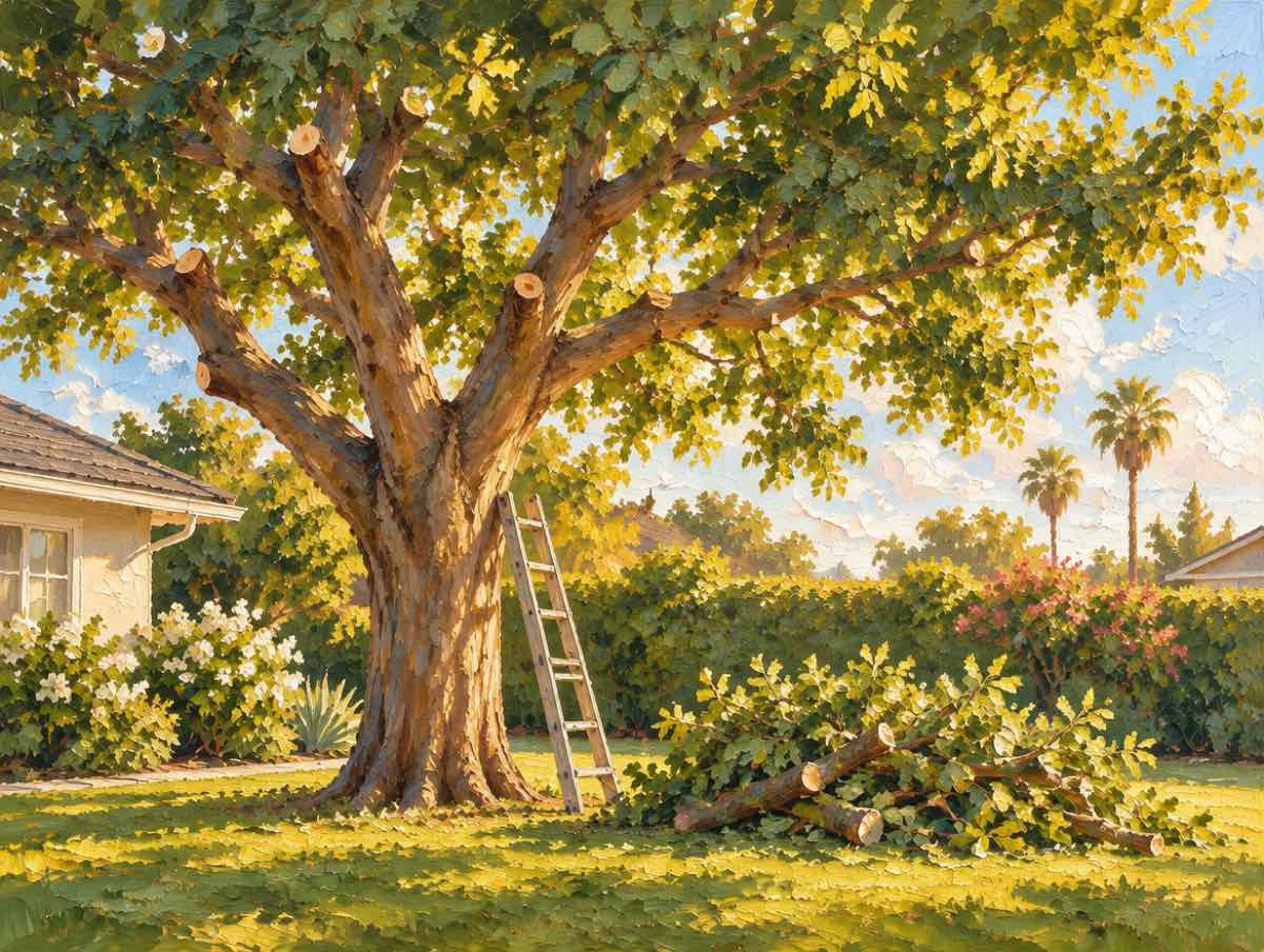 Illustration of tree service work
