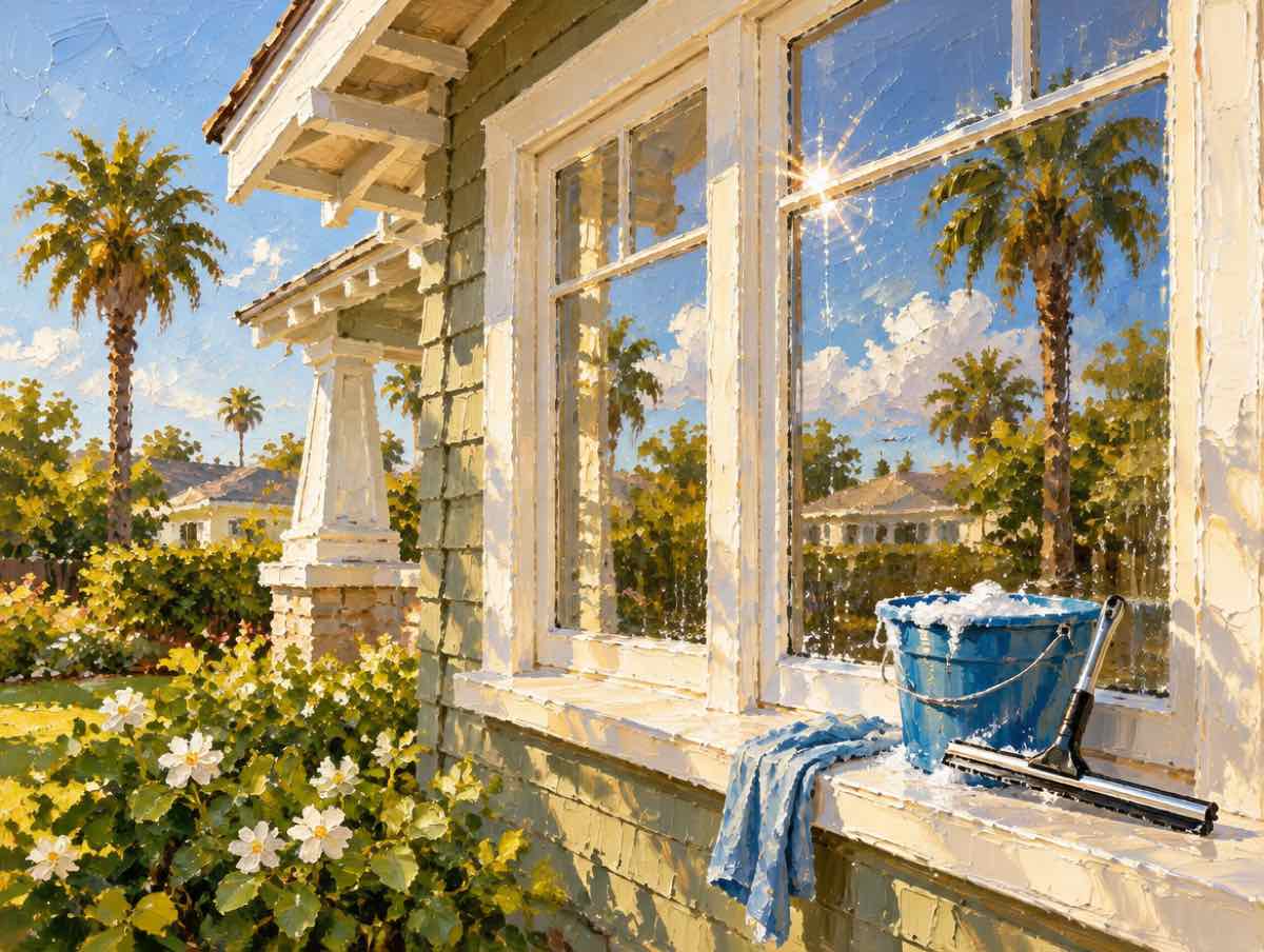 Illustration of window cleaning work